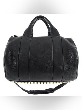 Alexander Wang Black Grained Leather Gold Studs Rocco Bag
